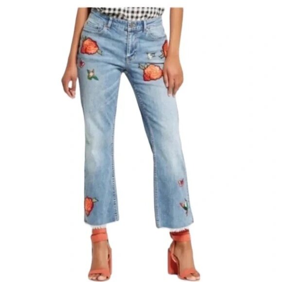 Who What Wear Floral Embroidered Cropped Jeans, Size 10, Excellent Condition - Picture 7 of 7